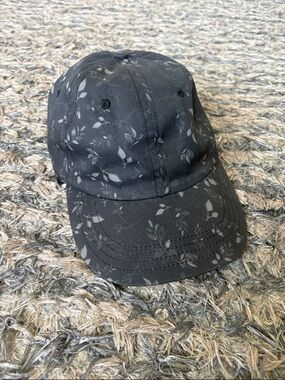 Women's Black Floral Leaf Print Baseball Cap 100% Cotton One Size